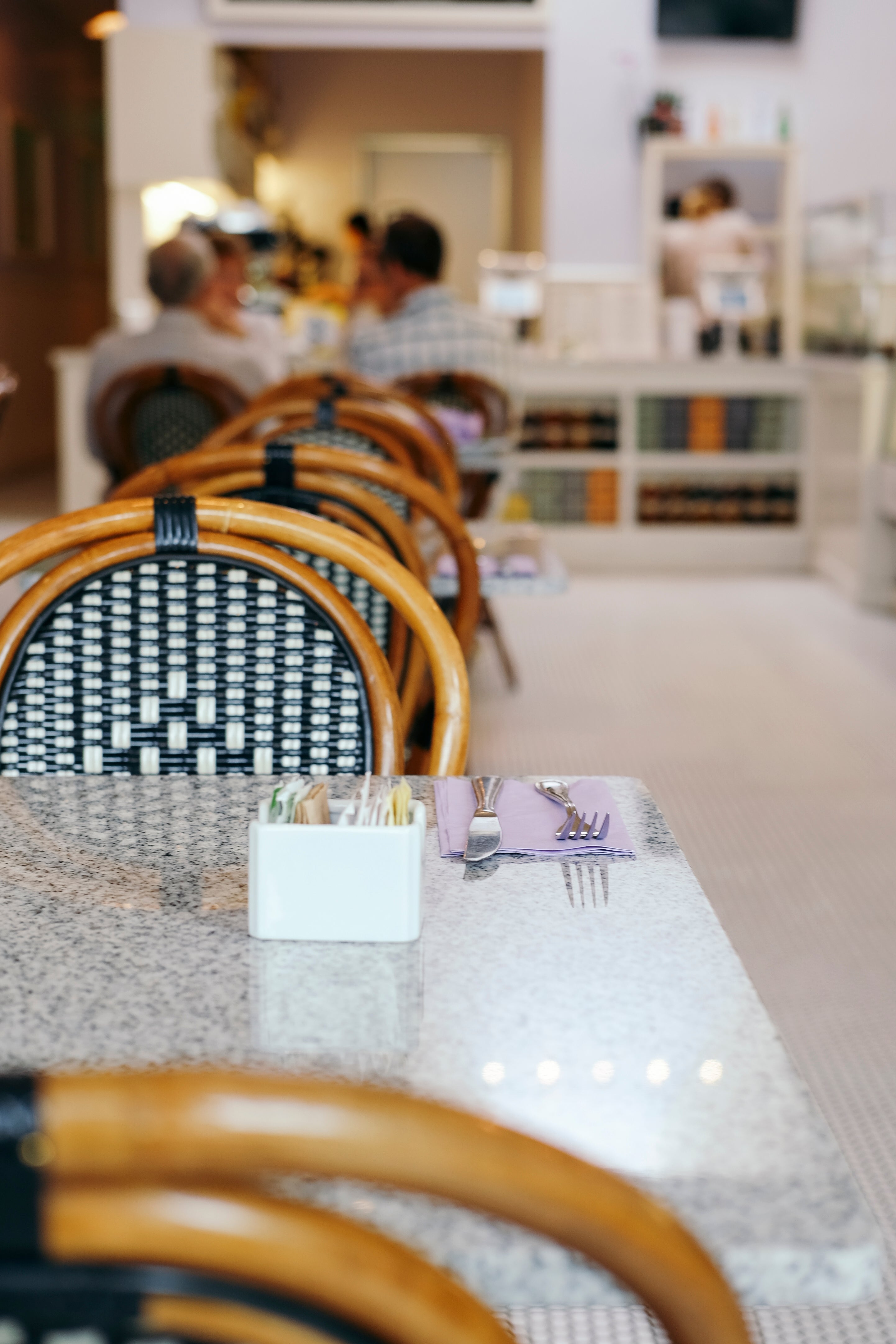 Dining area with chairs and a table in a restaurant setting
