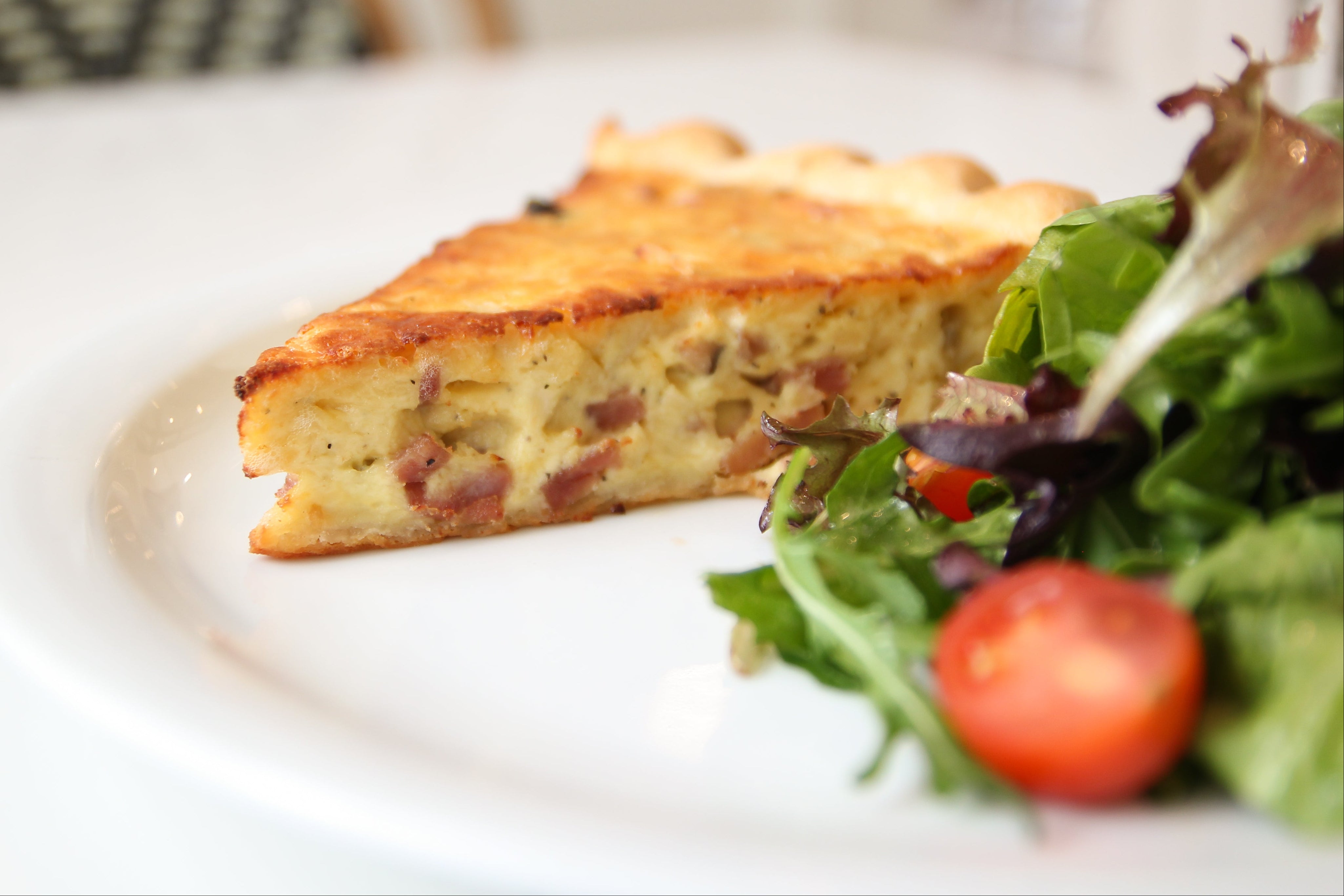 Quiche Lorraine with a side salad