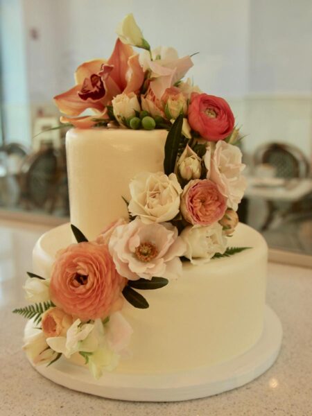 Cascading Pastel Wedding Cake