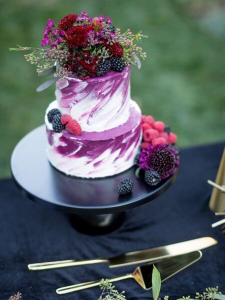 Elegant Berry Swirled Wedding Cake Sm