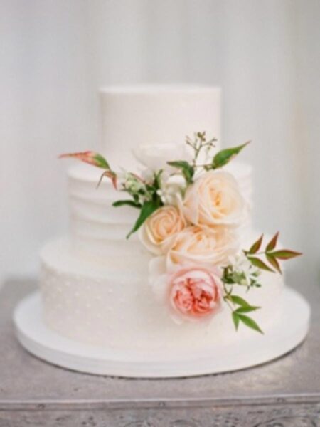 Multi Textured Wedding Cake With Fresh Flowers Sm