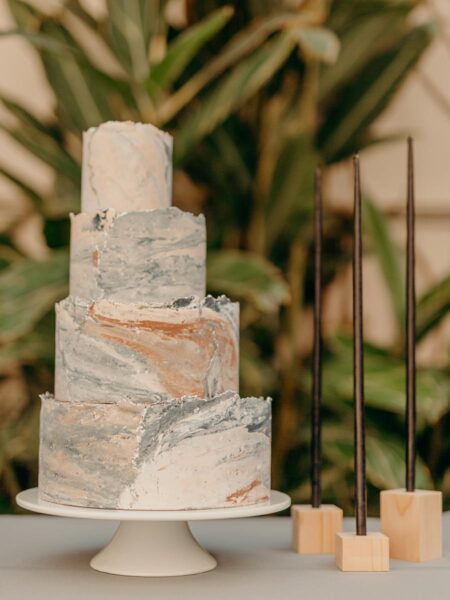 Texturized Marble Offset Tiered Wedding Cake