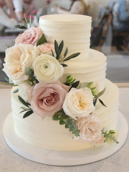 Butterknife Swirl Cascading Flower Wedding Cake
