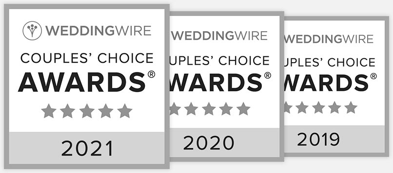 Wedding Wire 5-star badges, 2019 - 2021
