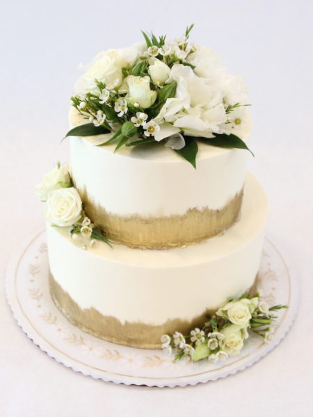 Gold Brushed Two Tier Flowers