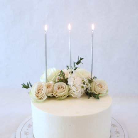 Long Silver Candle Cake