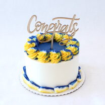 Graduation Cake Blue Gold Topper